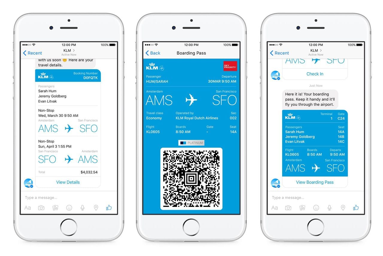 Пассажиры KLM смогут зарегистрироваться на рейс в Facebook Messenger
