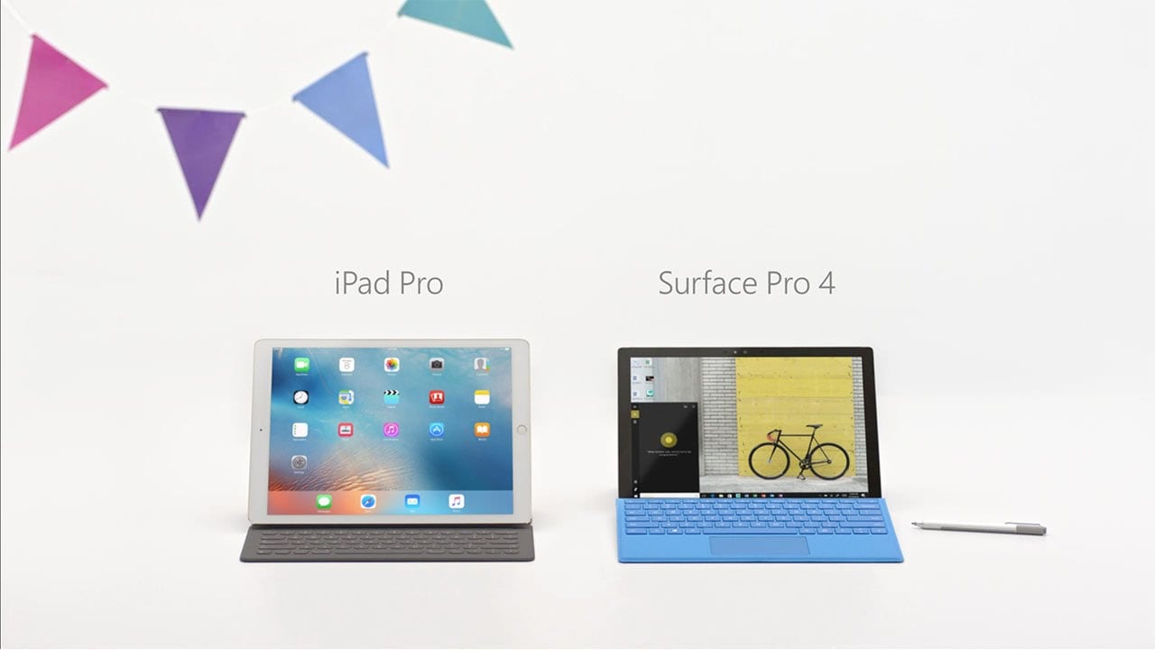 Microsoft сравнила в рекламе Surface Pro 4 и iPad Pro