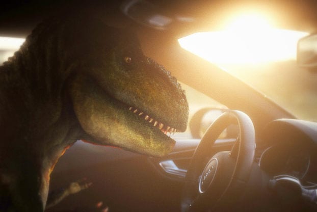 Audi посадила тиранозавра за руль беспилотного авто