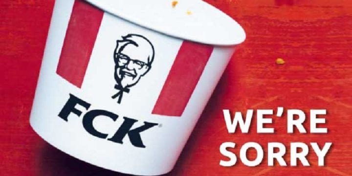 KFC сказала FCK в печатной рекламе в ответ на кризис