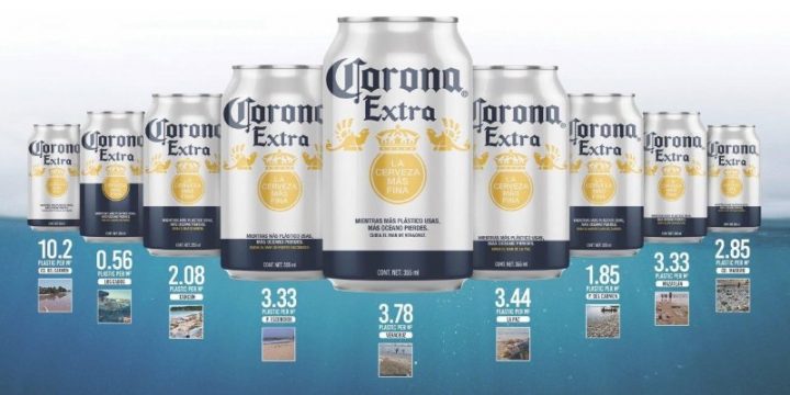 Corona наглядно показала уровень загрязнения пляжей пластиком с помощью дизайна банок