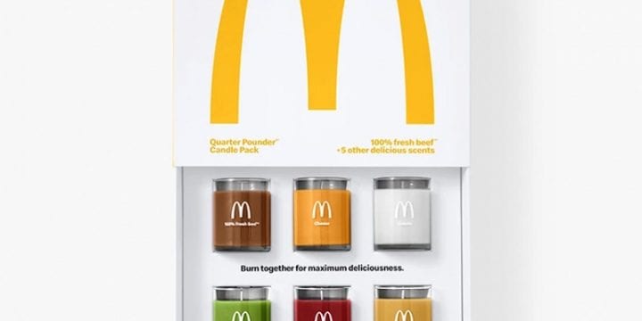 McDonald’s выпустил набор свечей с ароматами говядины, кетчупа, лука и других ингредиентов «Роял чизбургера»